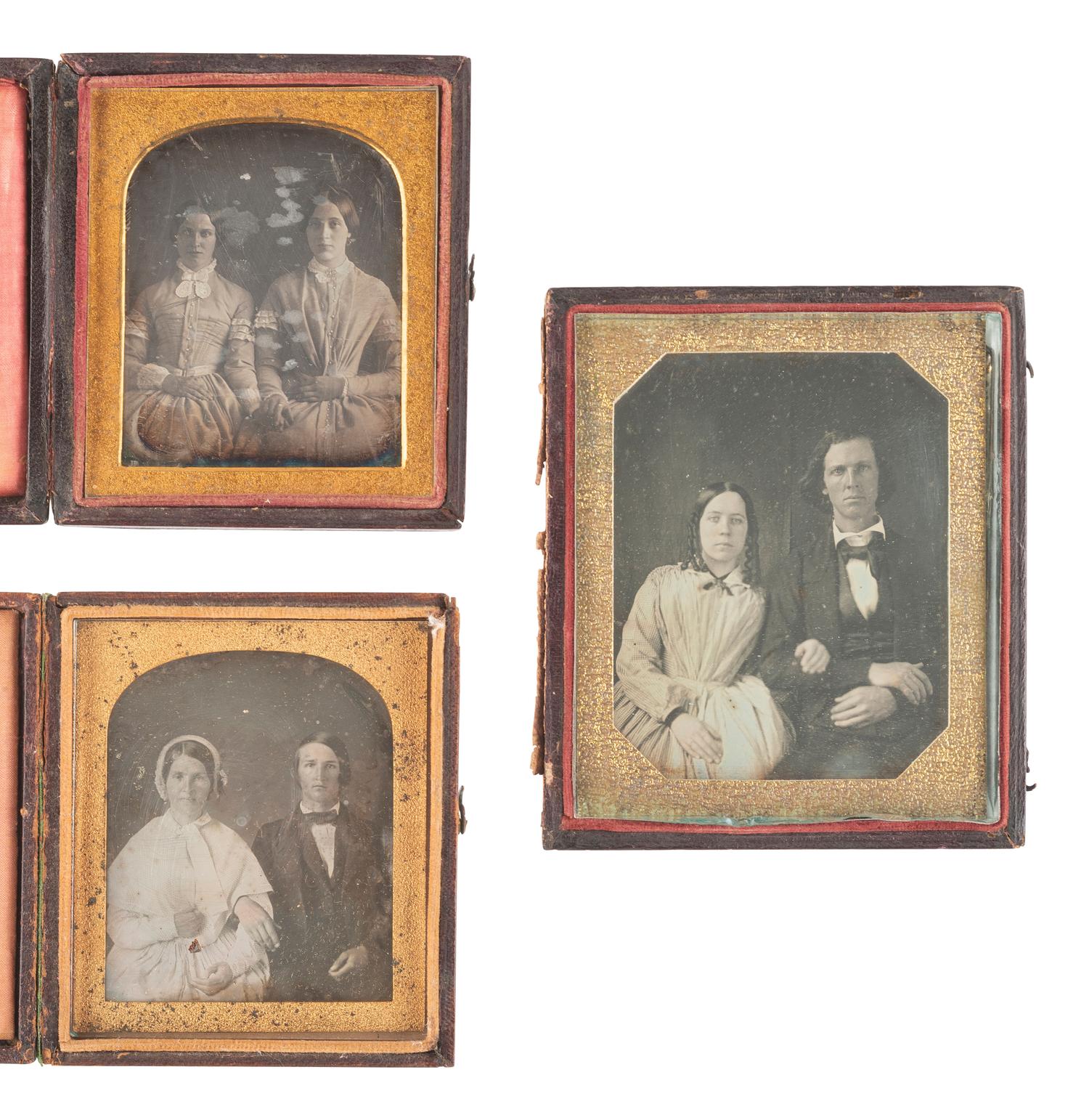 [EARLY PHOTOGRAPHY]. 19 daguerreotypes of siblings and other family pairs.
