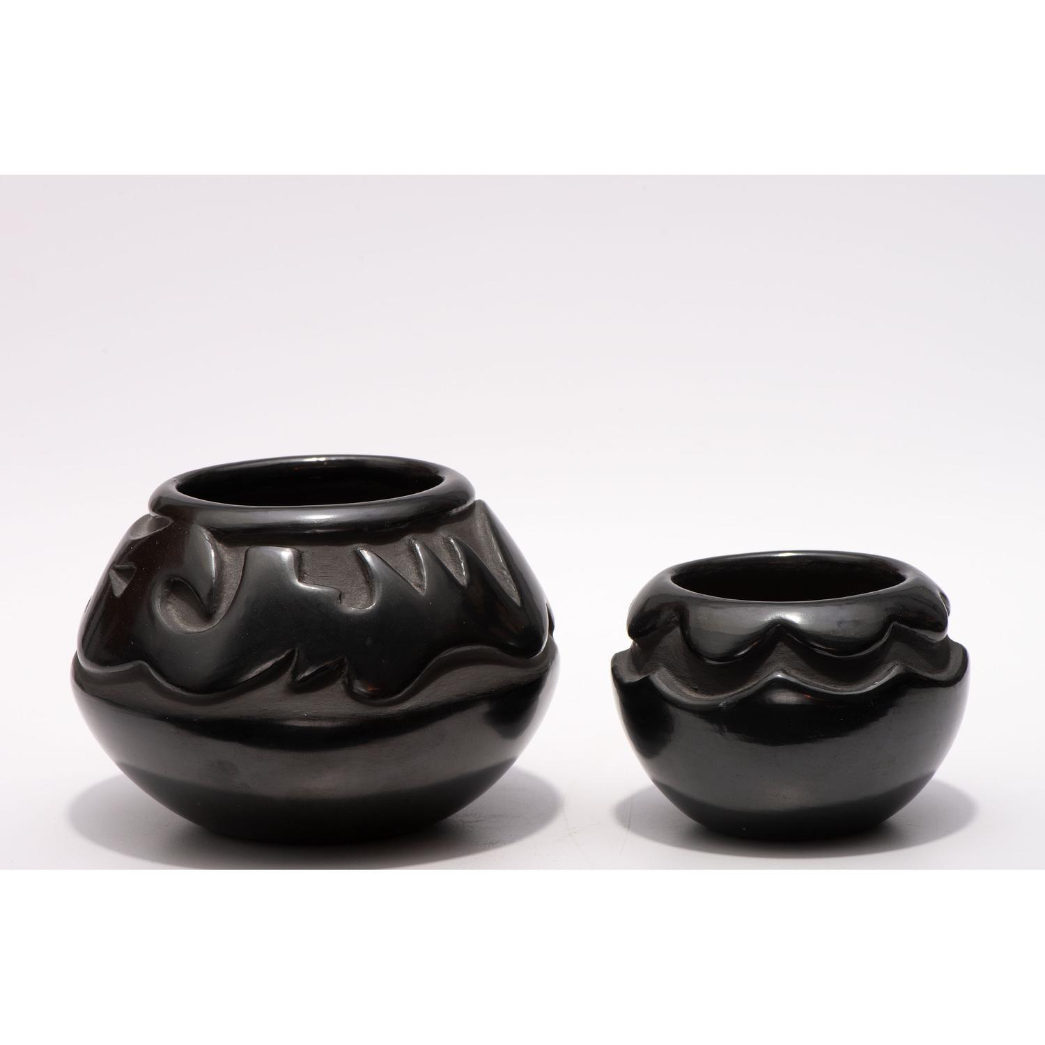 Carved Blackware Jars