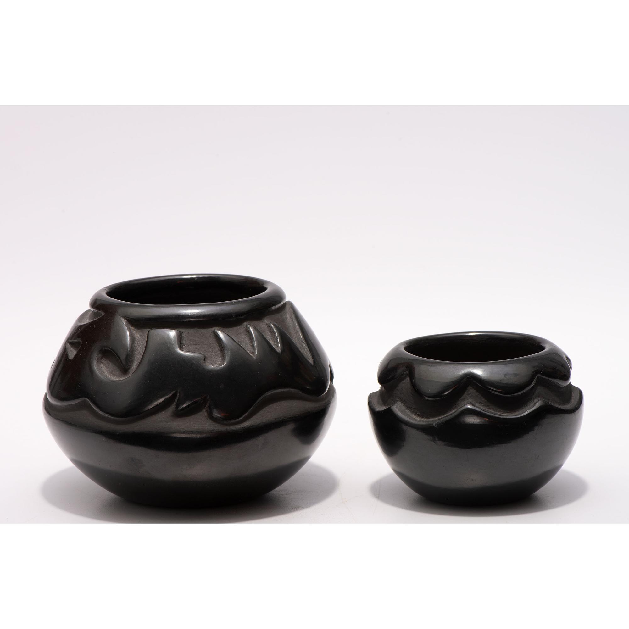 Carved Blackware Jars