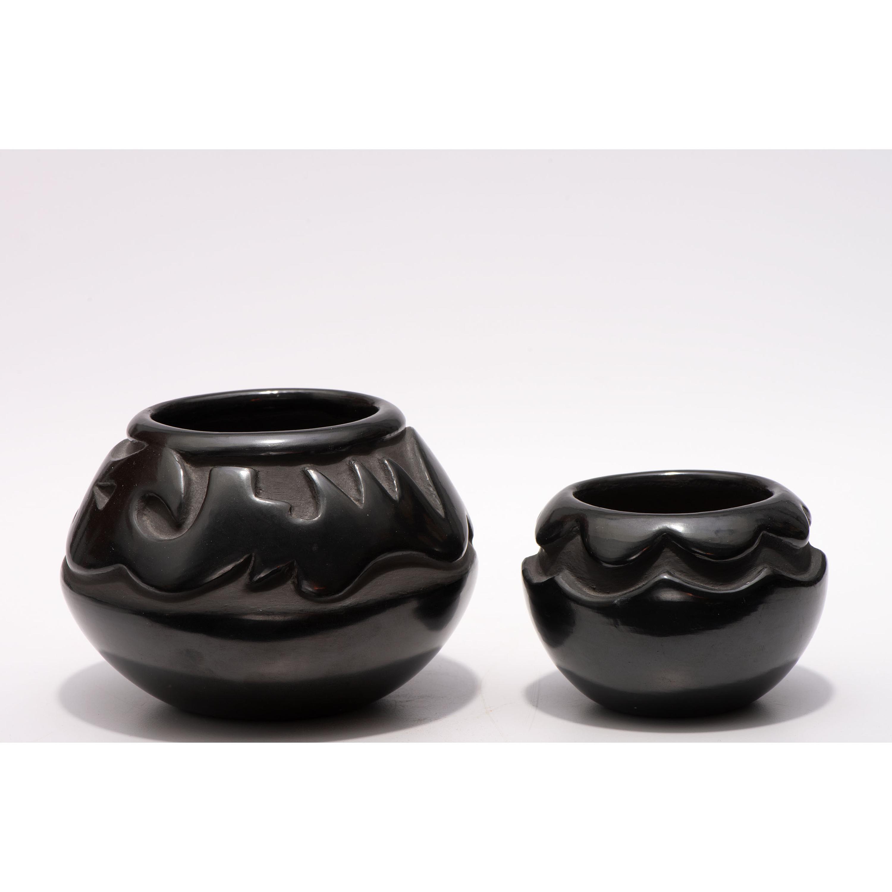 Carved Blackware Jars