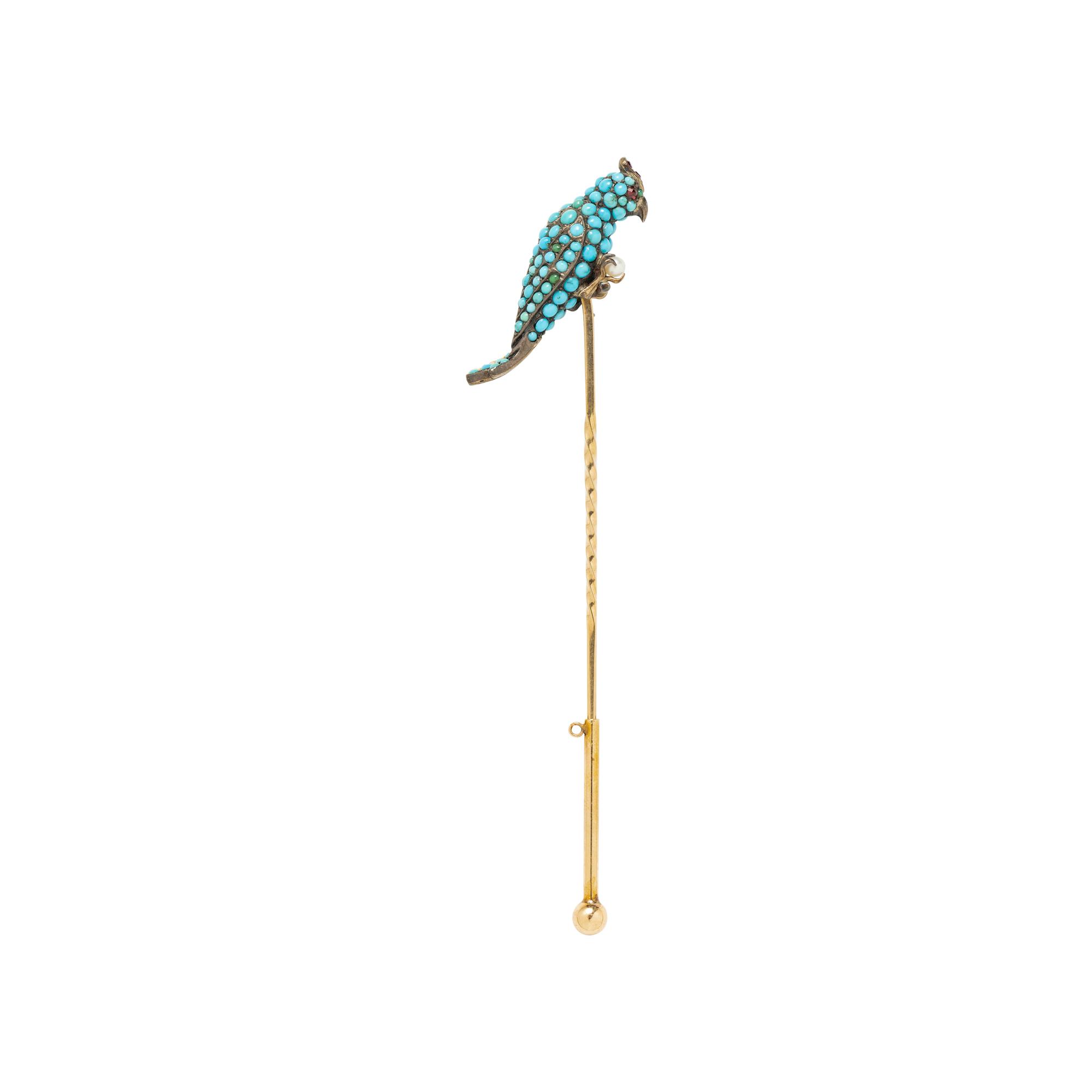 VICTORIAN, TURQUOISE COCKATOO STICK PIN