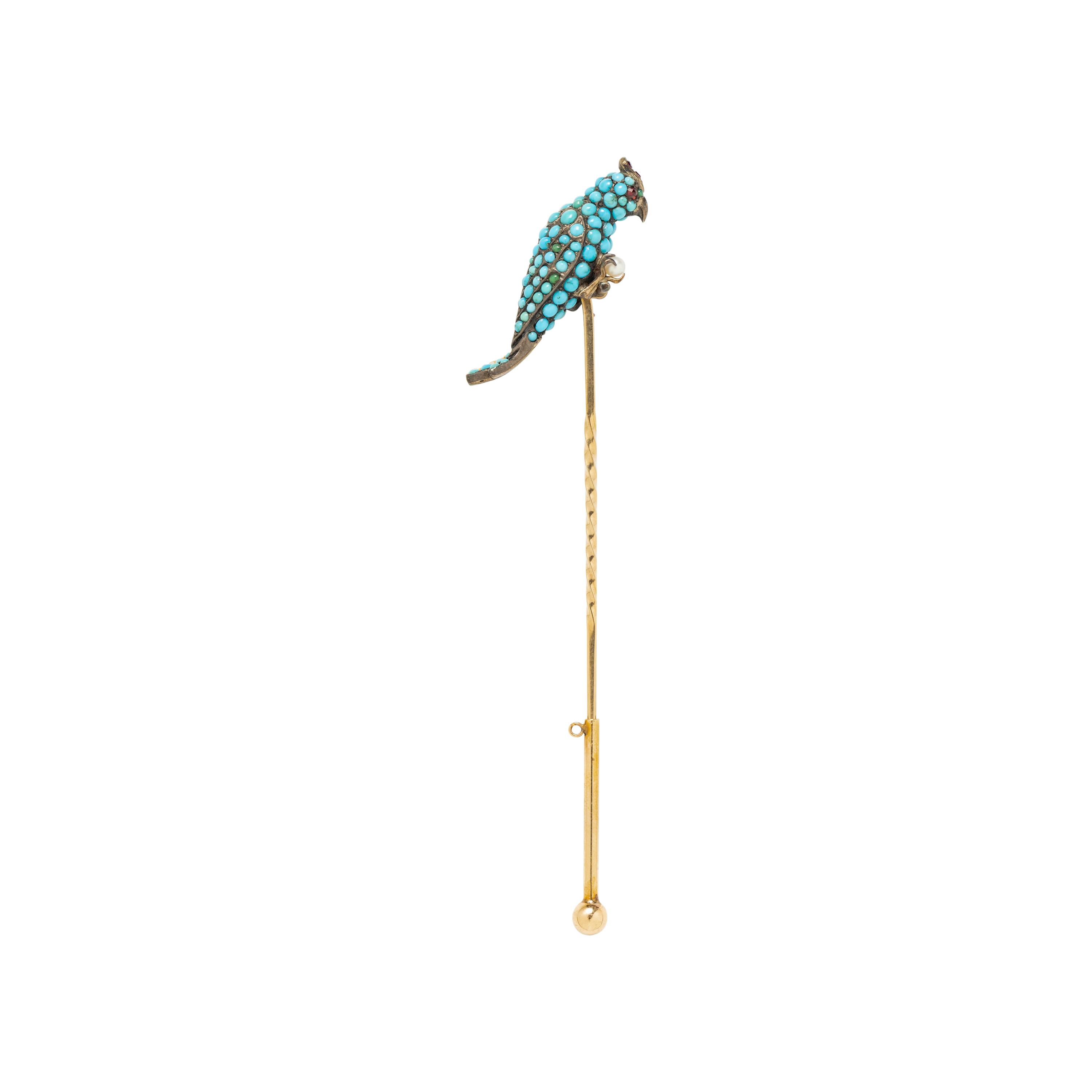 VICTORIAN, TURQUOISE COCKATOO STICK PIN