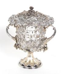A Silverplate Wine Cooler Height 12 1/2 inches.