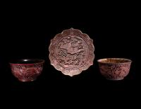 Three Chinese Carved Cinnabar Lacquer Wares
