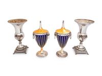 Two Pairs of English Silver-Plate Vases