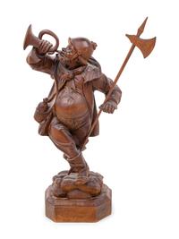 A Black Forest Carved Night Watchman Figure