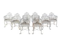 A Set of Eight Cast Metal Garden Armchairs