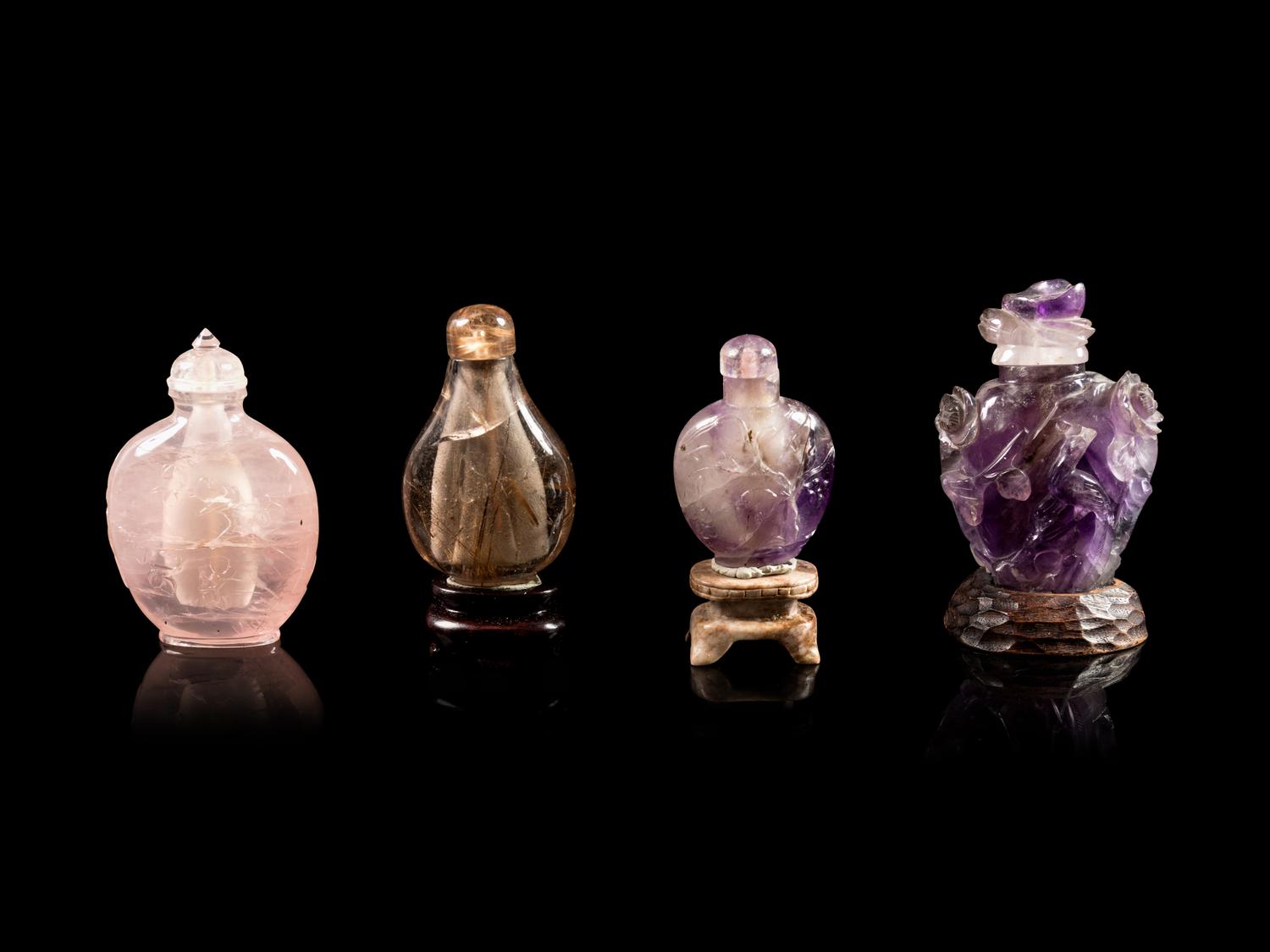 Four Chinese Hardstone Snuff Bottles