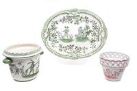 Three French Ceramic Articles Length of tray 15 3/4 inches. — 20TH CENTURY