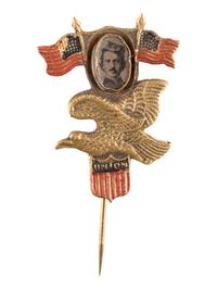 [CIVIL WAR]. A group of 2 items mourning the loss of Elmer Ellsworth, incl. gem-sized tintype memorial pin and illustrated broadside.