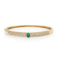 Damiani, Synthetic Emerald, Diamond, and Yellow Gold Bangle Bracelet