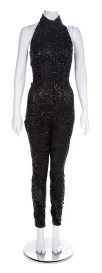 Farice Black Beaded Halter Jumper, 1990-2000s No size label
