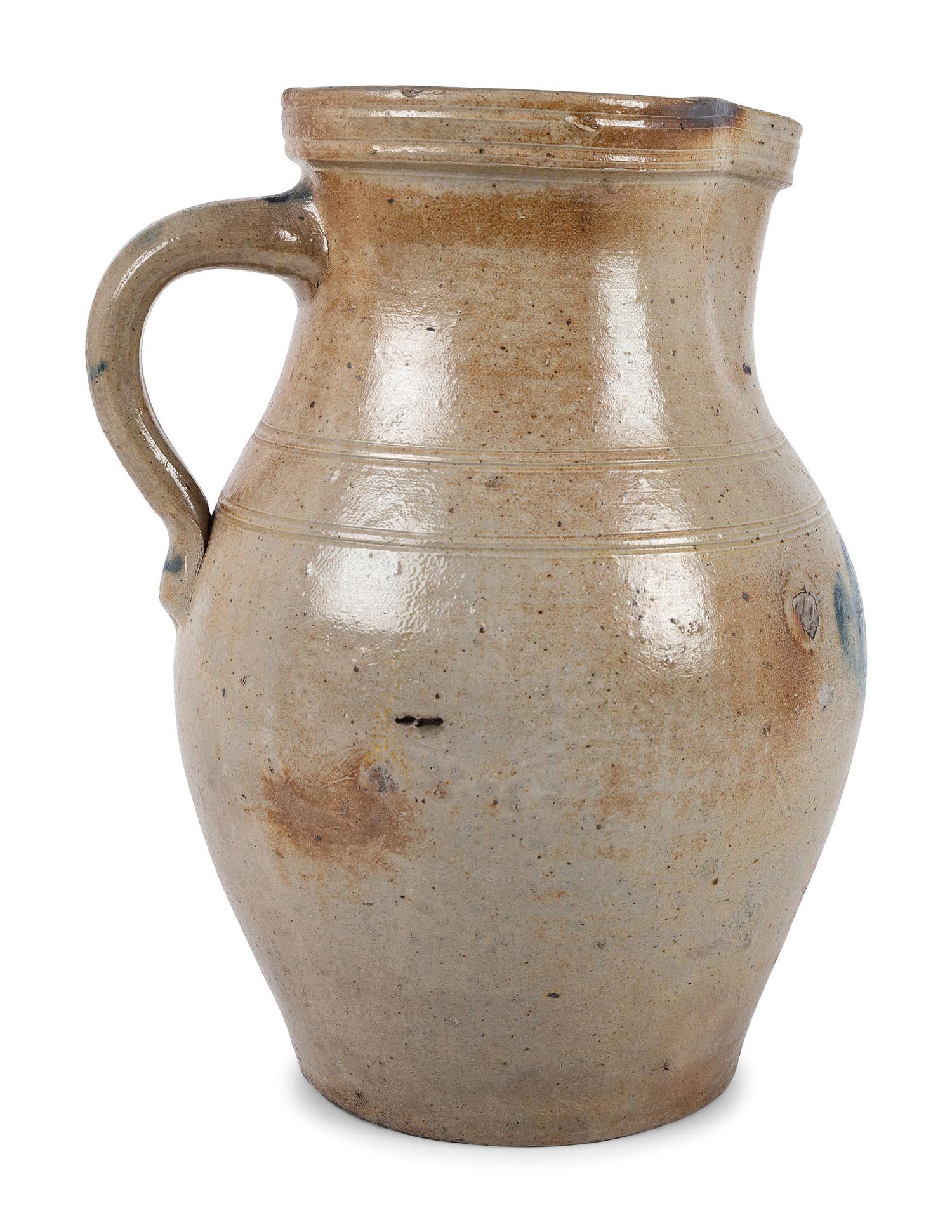 An Ohio Two-Gallon Cobalt-Decorated Stoneware Pitcher