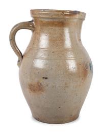 An Ohio Two-Gallon Cobalt-Decorated Stoneware Pitcher