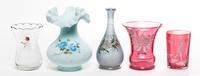 Two Mary Gregory Style Glass Vases Height of tallest 7 1/4 inches. — 19TH/20TH CENTURY