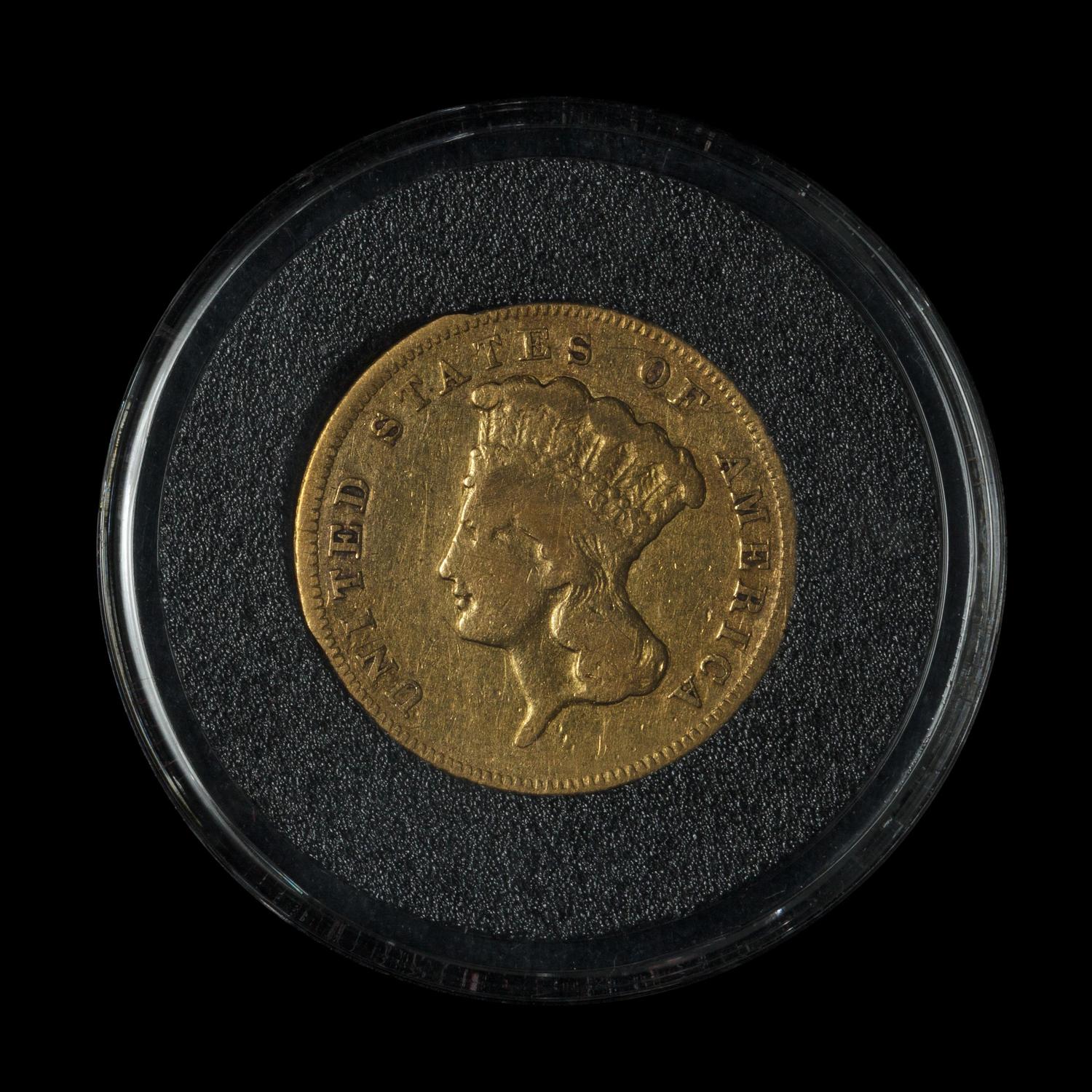 An 1856-S Indian Head $3 Gold Coin