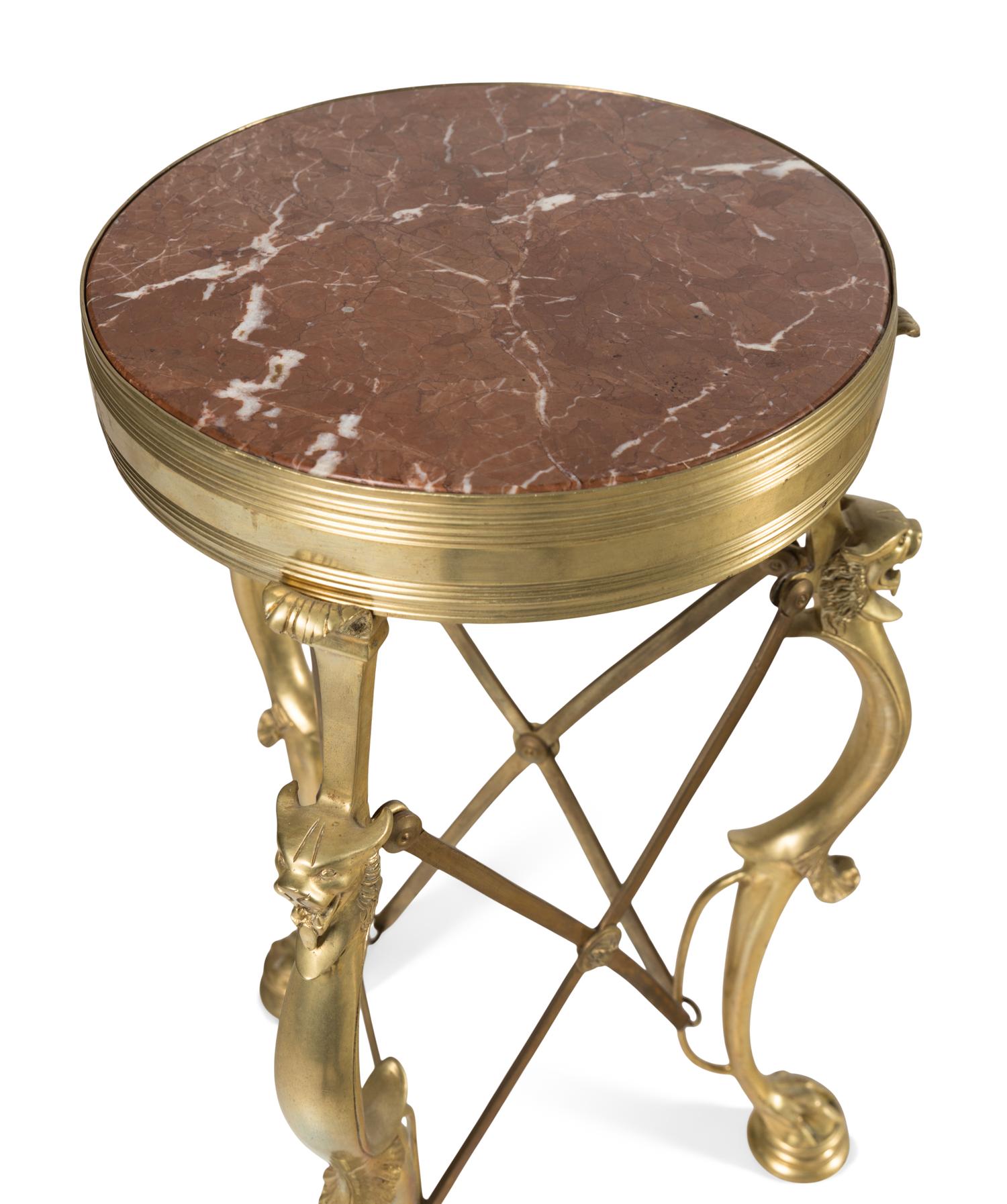 A Pair of Neoclassical Style Gilt Bronze and Marble Side Tables