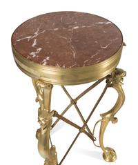 A Pair of Neoclassical Style Gilt Bronze and Marble Side Tables