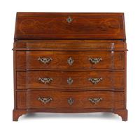 A Continental Inlaid Walnut Slant-Front Desk