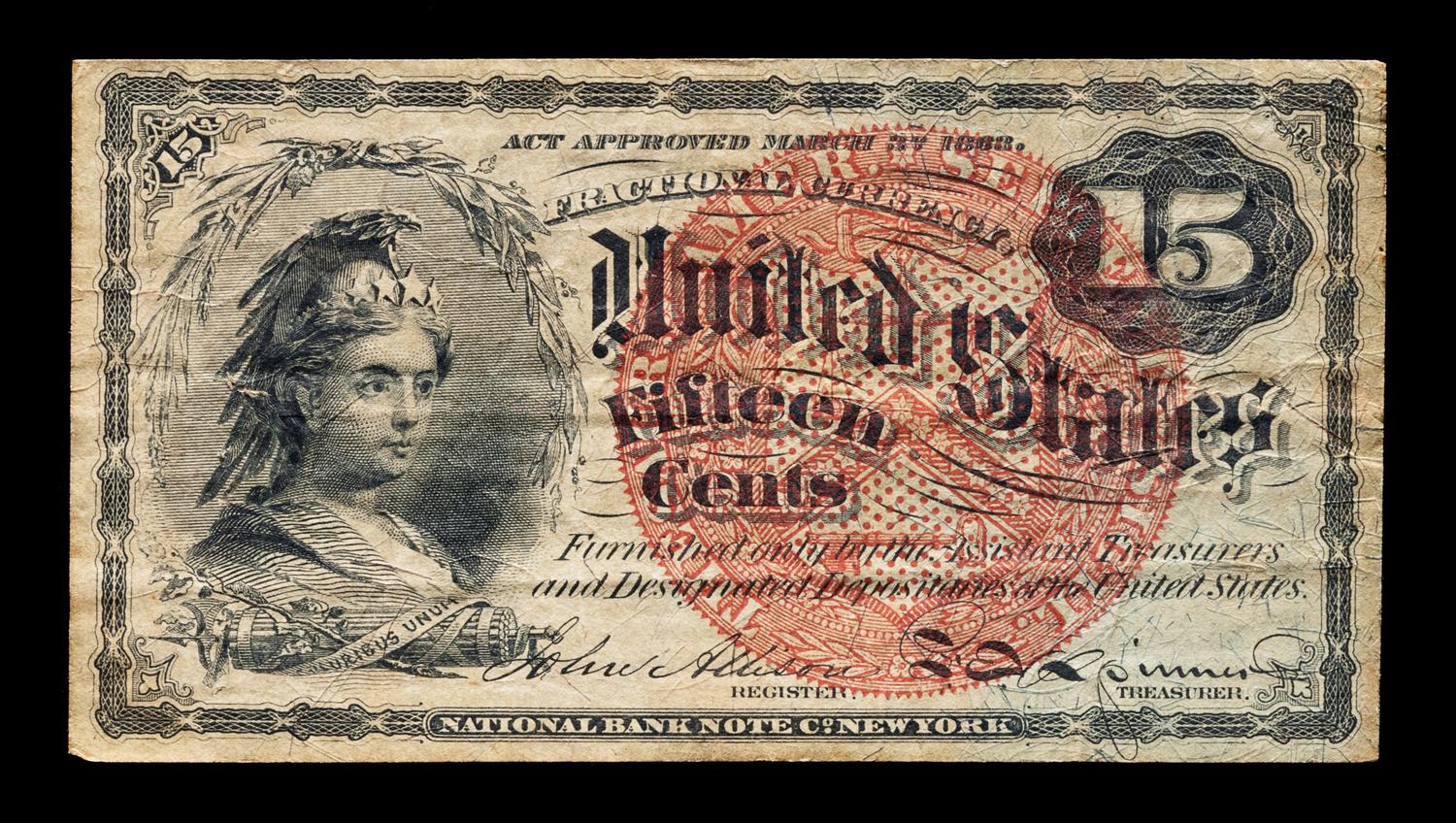 A Series 1863 United States Fractional 15c Note — FR. 1267