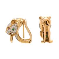 LEVIAN, DIAMOND AND GEMSTONE PANTHER EARCLIPS
