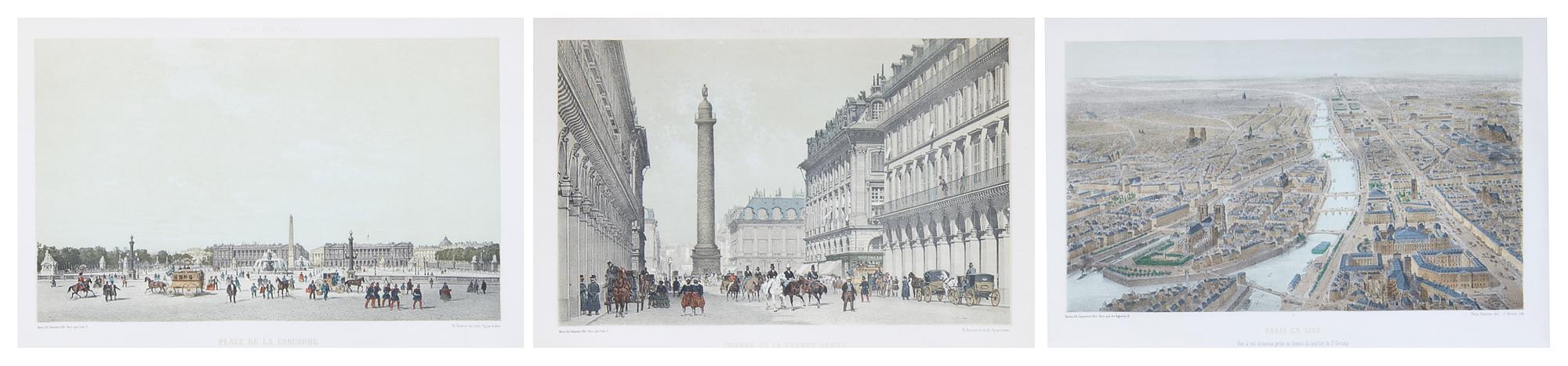 A Group of Three Engravings, after Felix Benoist, Height 17 1/4 x width 21 1/2 inches with frame.