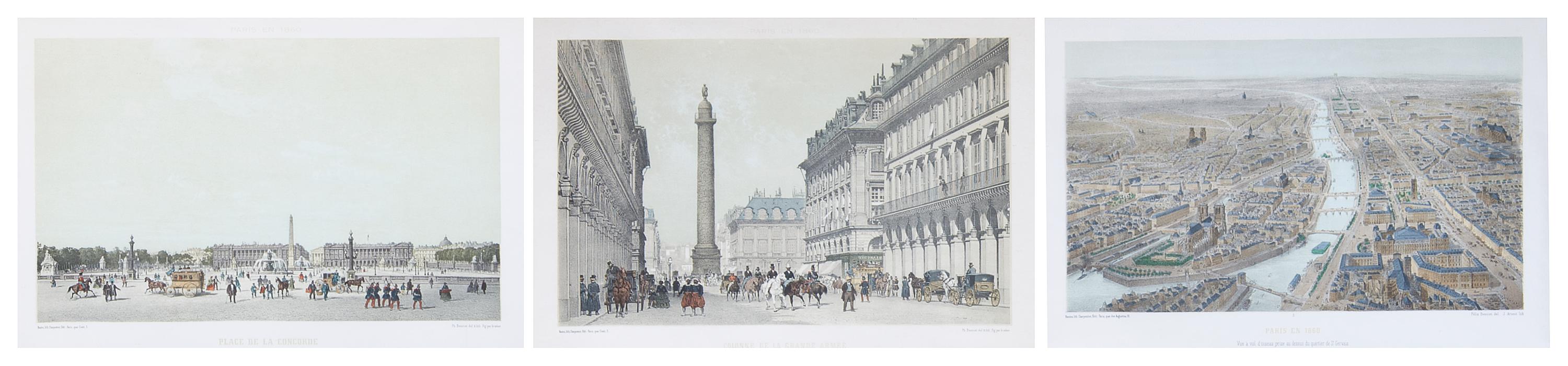 A Group of Three Engravings, after Felix Benoist, Height 17 1/4 x width 21 1/2 inches with frame.
