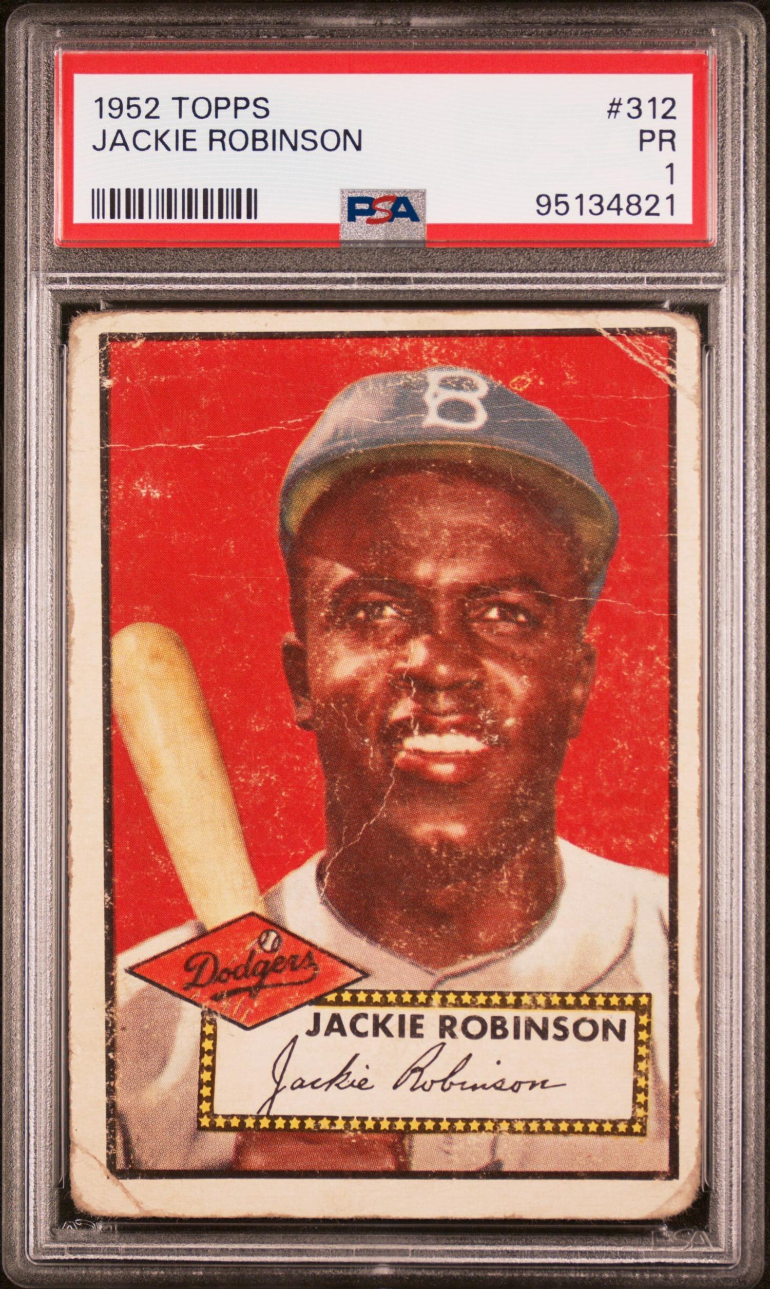 A 1952 Topps Jackie Robinson Baseball Card No. 312 (PSA 1)