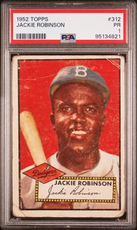 A 1952 Topps Jackie Robinson Baseball Card No. 312 (PSA 1)
