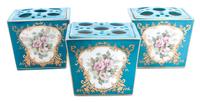 A Set of Three Sevres Style Porcelain Bough Pots Height 4 3/8 inches. — EARLY 20TH CENTURY