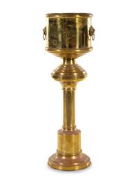 A Large English Brass Jardinière on Stand
