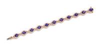 A 14 Karat Rose Gold, Tanzanite and Diamond Bracelet, 13.90 dwts.