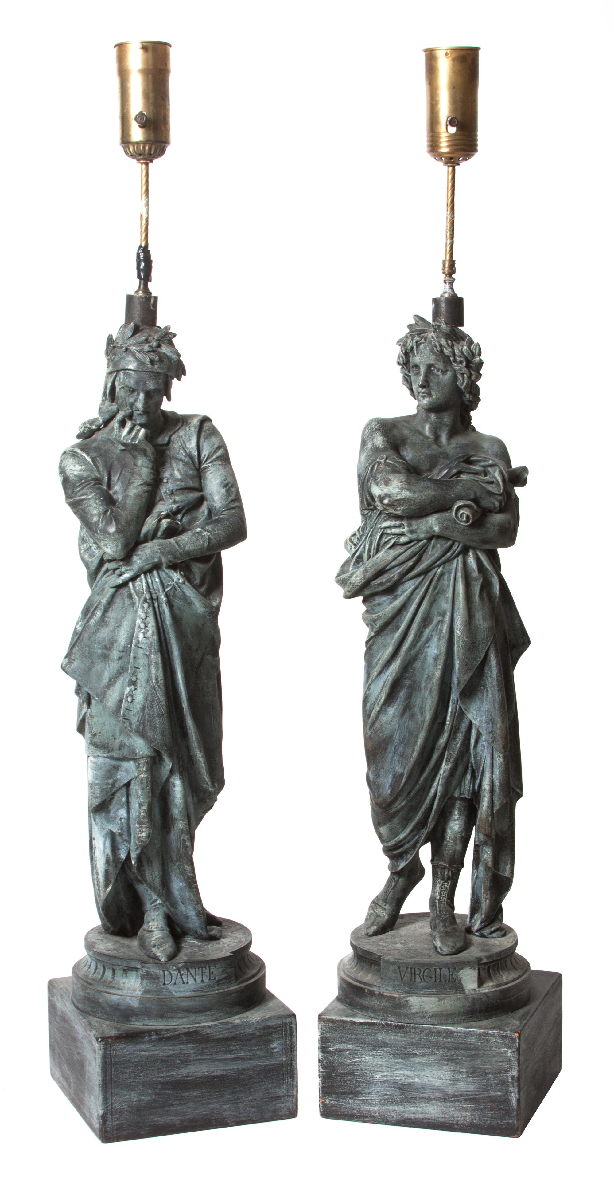 Two Painted Metal Figural Lamps Height of figure 32 inches. — AFTER ALBERT-ERNEST CARRIER-BELLEUSE (French, 1824-1887)