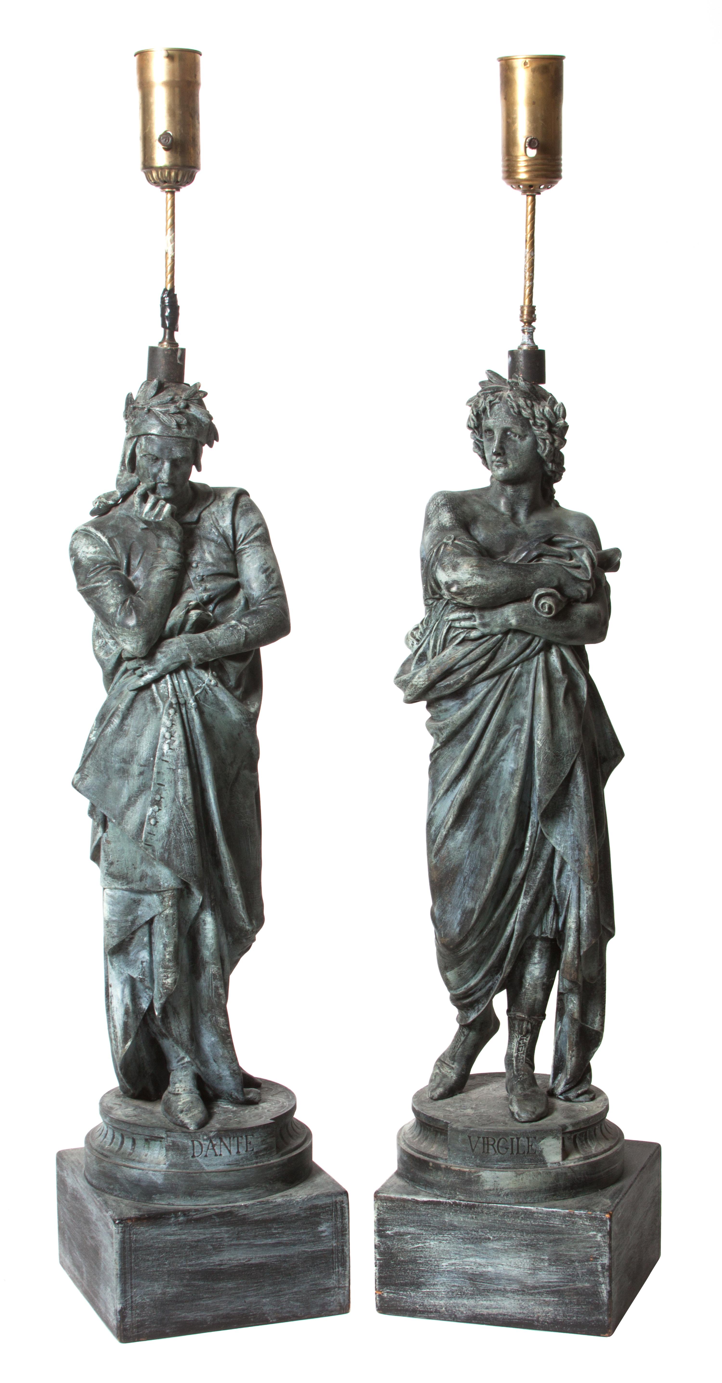 Two Painted Metal Figural Lamps Height of figure 32 inches. — AFTER ALBERT-ERNEST CARRIER-BELLEUSE (French, 1824-1887)