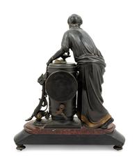 A French Gilt Bronze and Marble Figural Mantel Clock