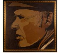 A Tom Landry Large Painting Formerly Displayed at Mike Ditka's Restaurant