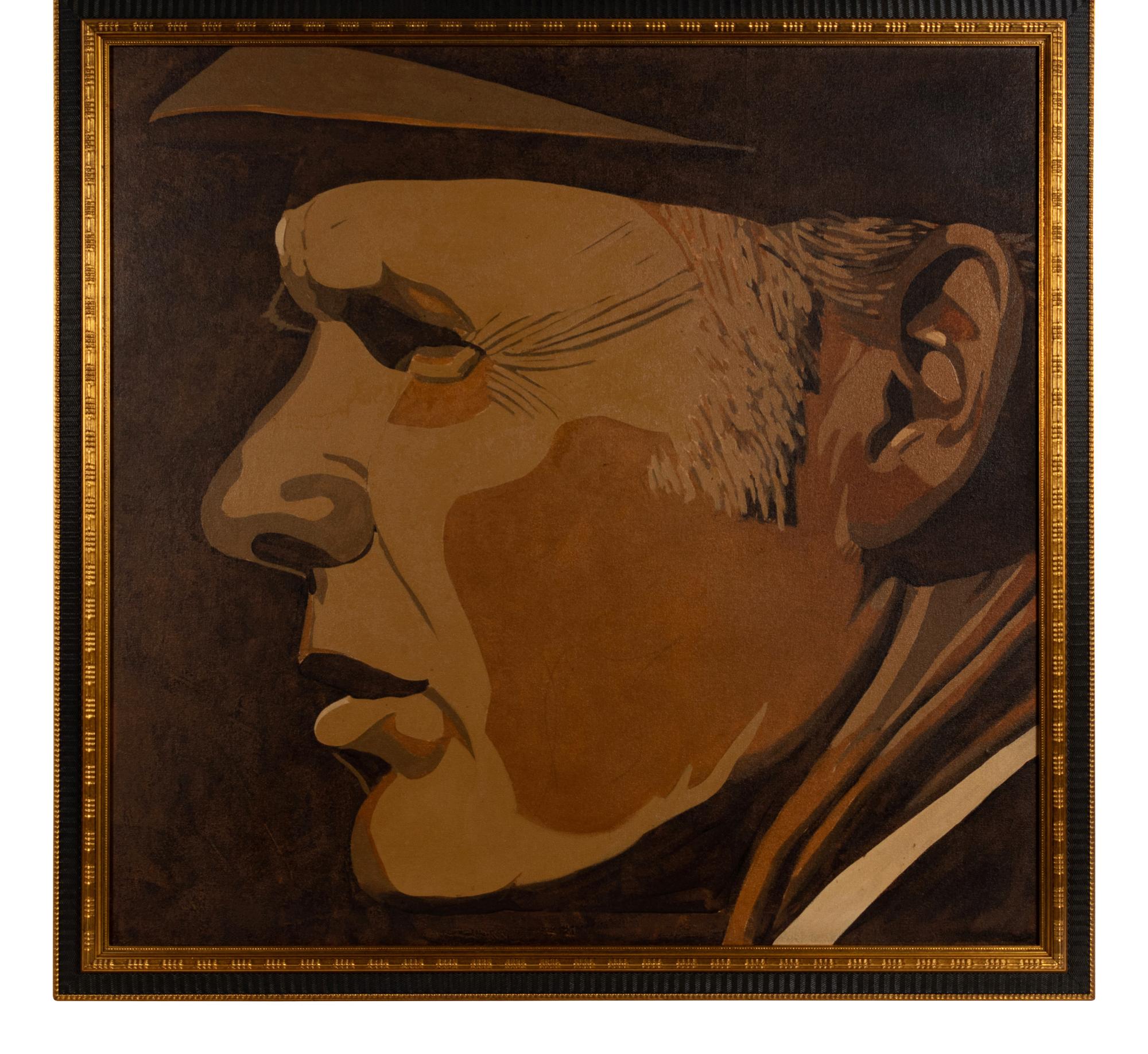 A Tom Landry Large Painting Formerly Displayed at Mike Ditka's Restaurant
