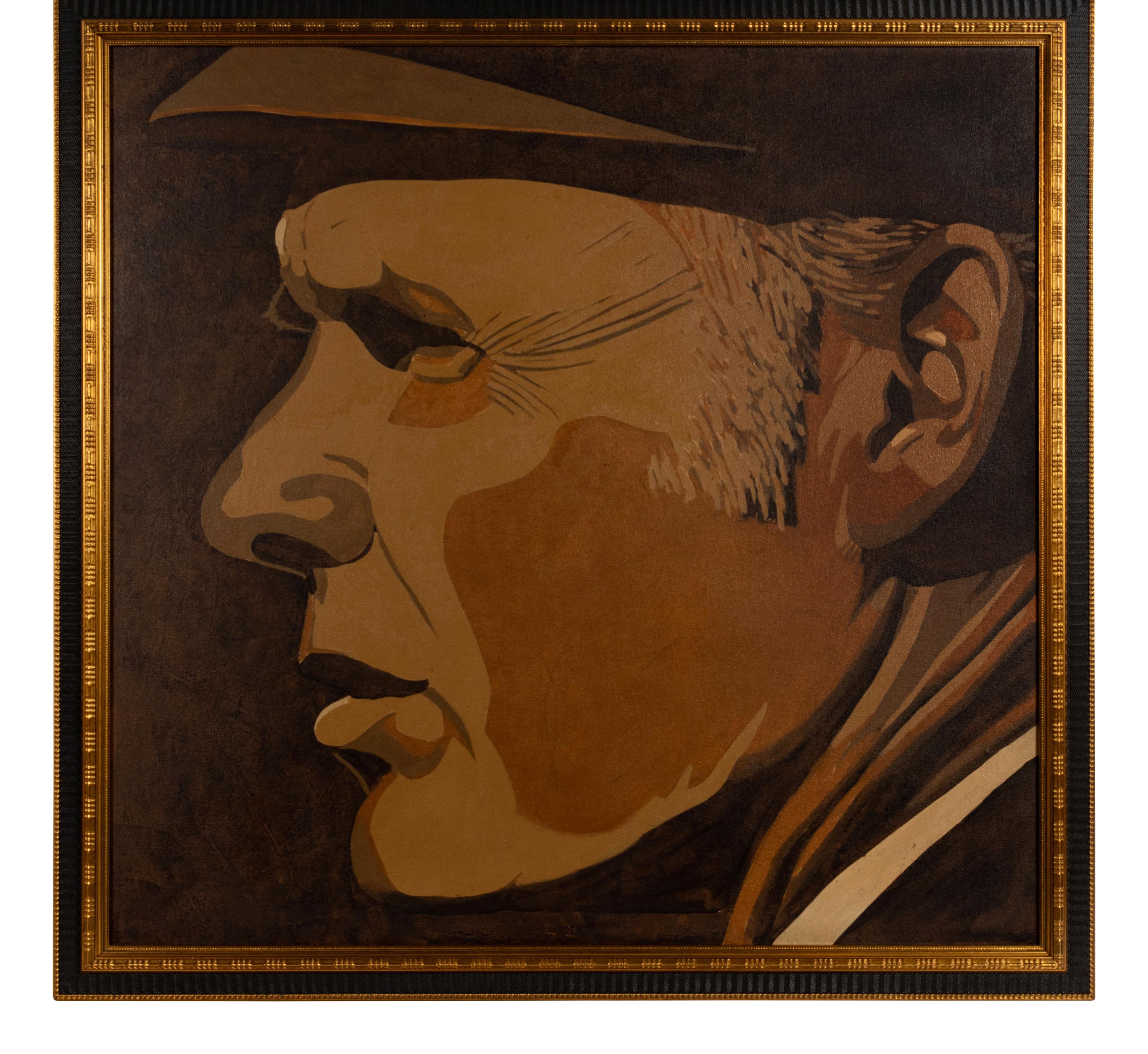 A Tom Landry Large Painting Formerly Displayed at Mike Ditka's Restaurant