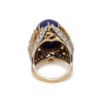 LAPIS LAZULI, DIAMOND AND BICOLOR GOLD RING