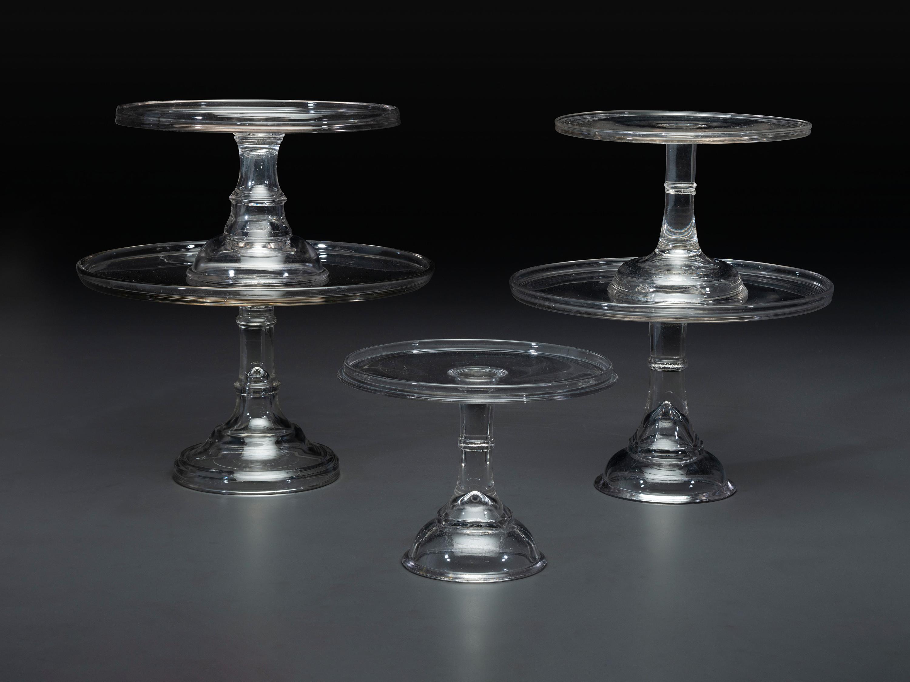 Five Graduated Molded Glass Cake Stands