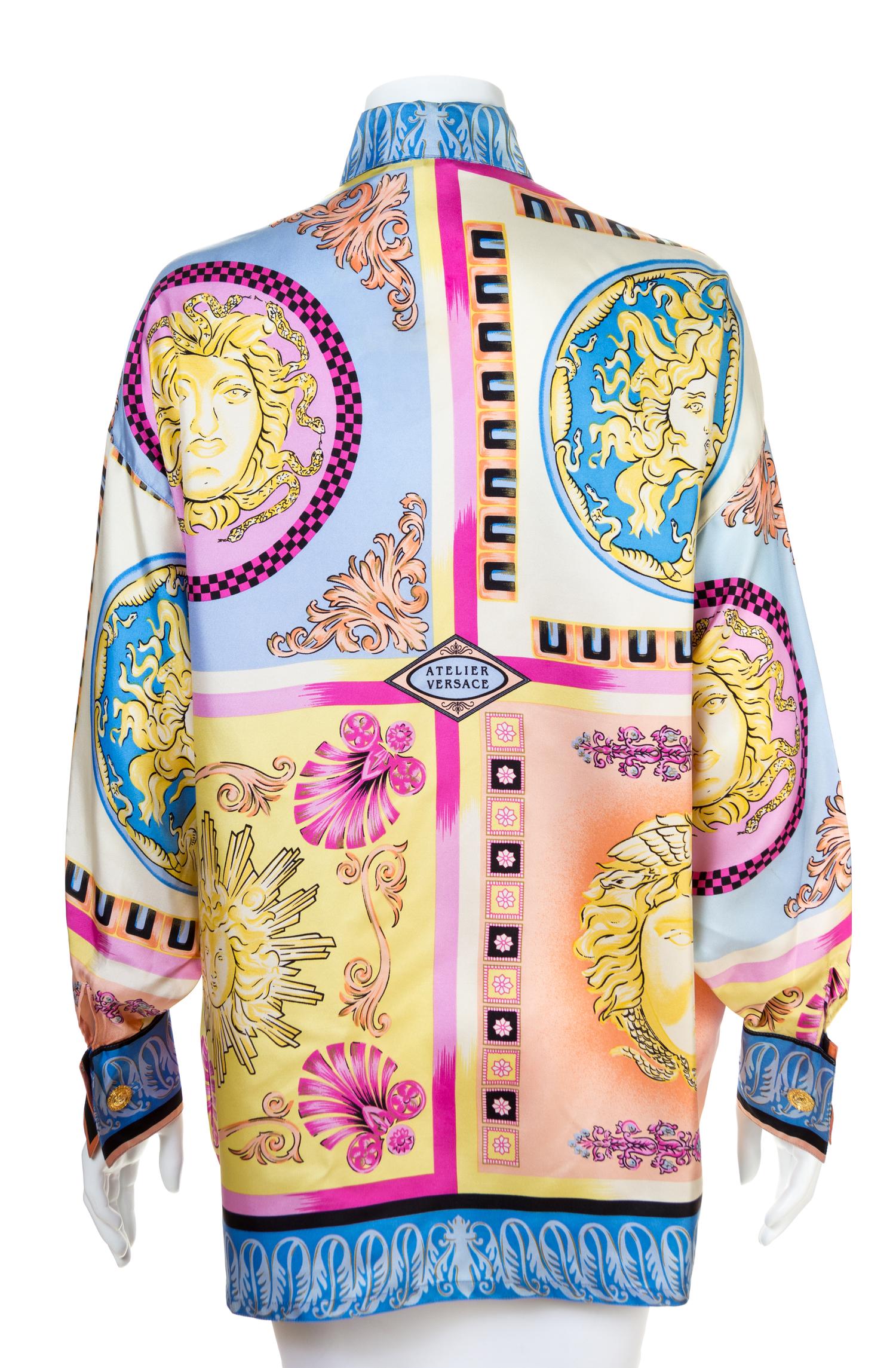 A Gianni Versace Silk Print Shirt, Size 38.