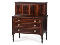 A Federal Cross-Banded Mahogany Two-Part Writing Desk