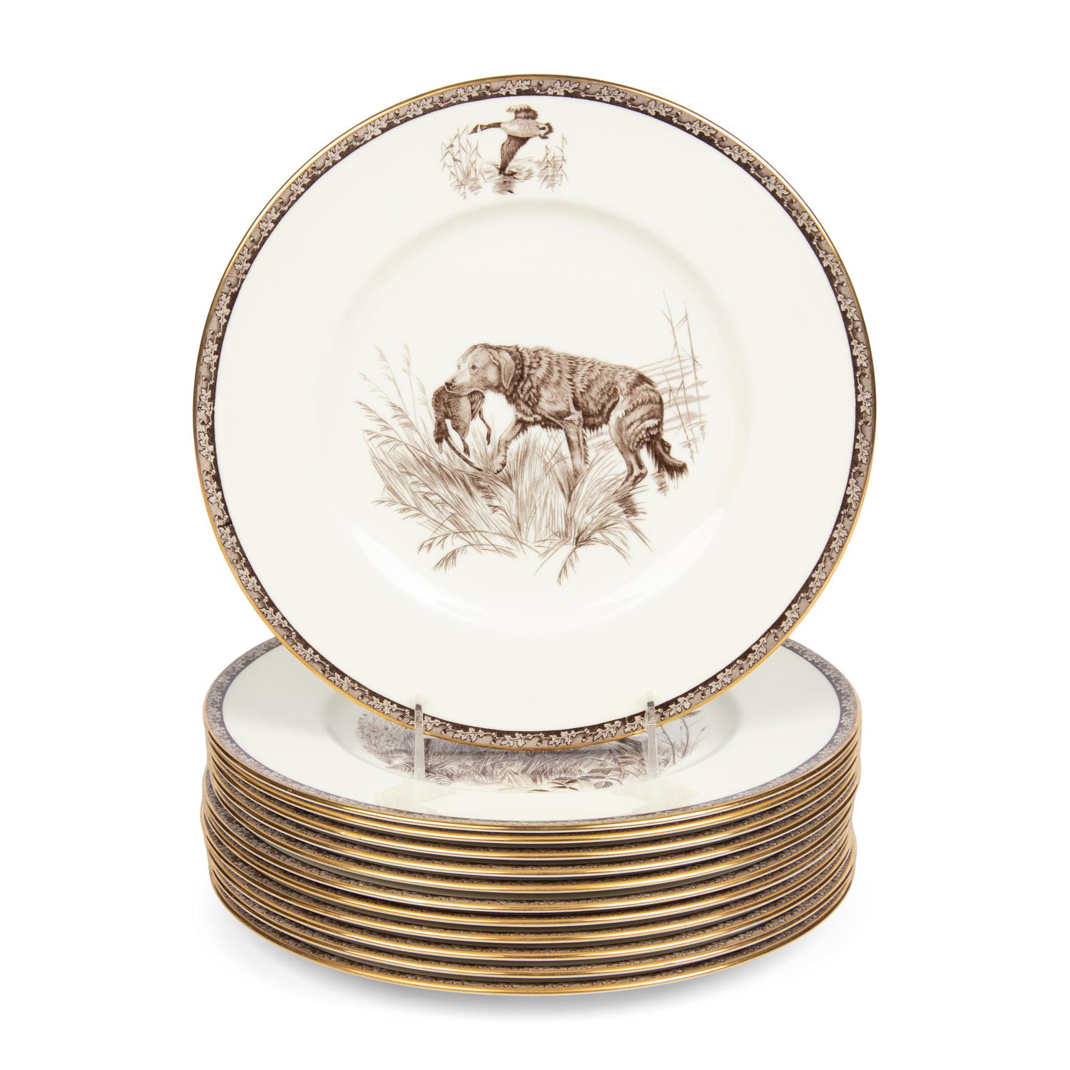 A Set of Twelve Wedgwood The American Sporting Dog Porcelain Plates