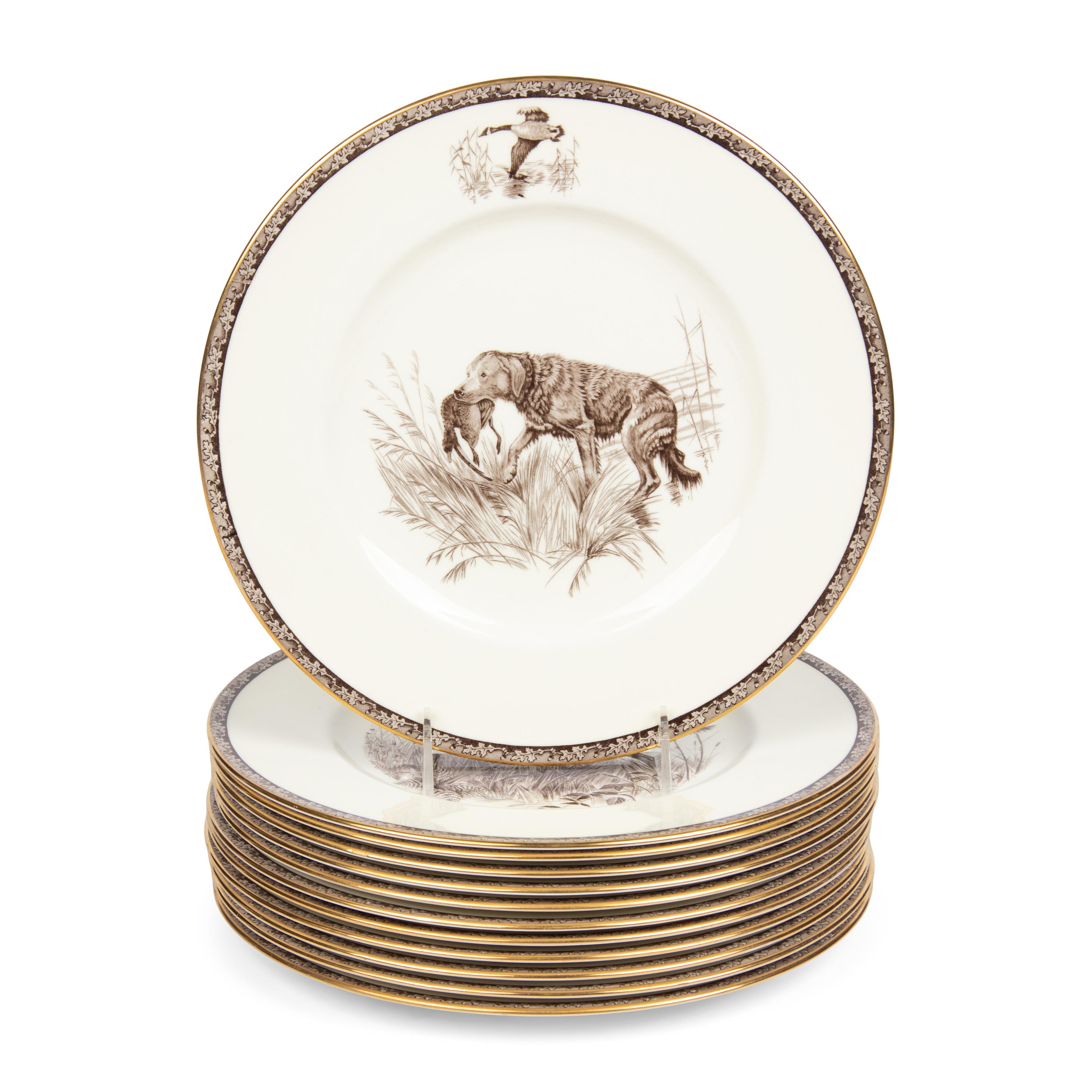 A Set of Twelve Wedgwood The American Sporting Dog Porcelain Plates