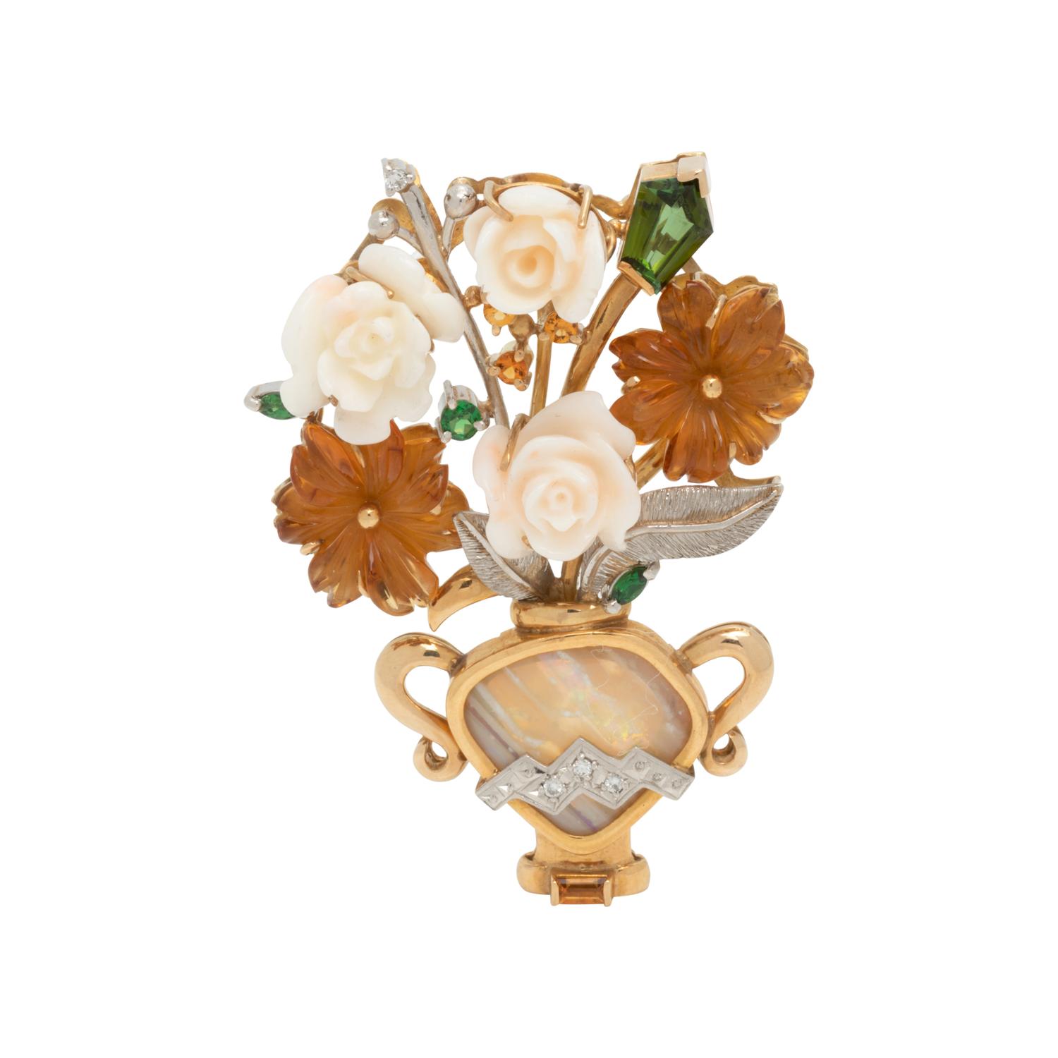 MULTIGEM AND DIAMOND GIARDINETTO BROOCH