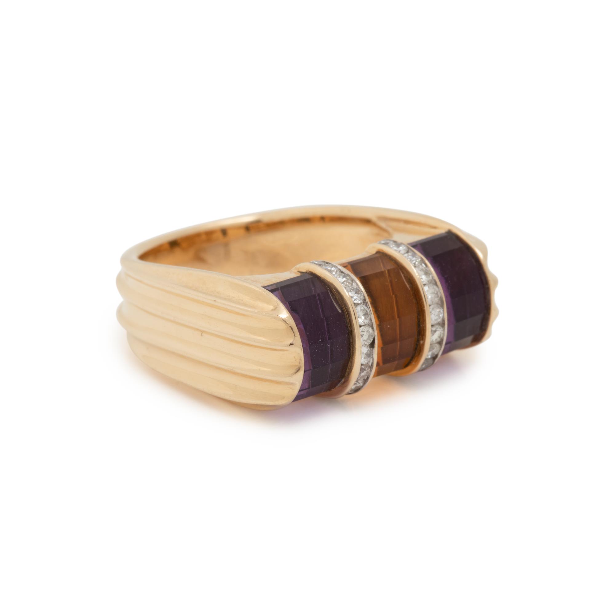 GEMSTONE AND DIAMOND RING