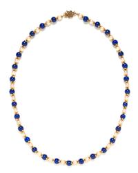 A Yellow Gold, Lapis Lazuli and Cultured Pearl Necklace,