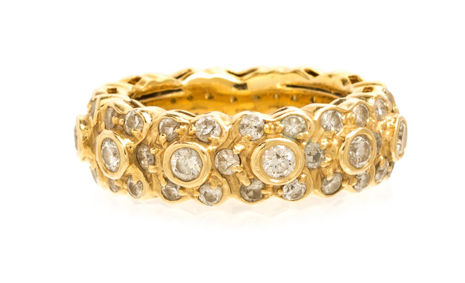 A 14 Karat Yellow Gold and Diamond Band, Sonia B, 5.30 dwts.