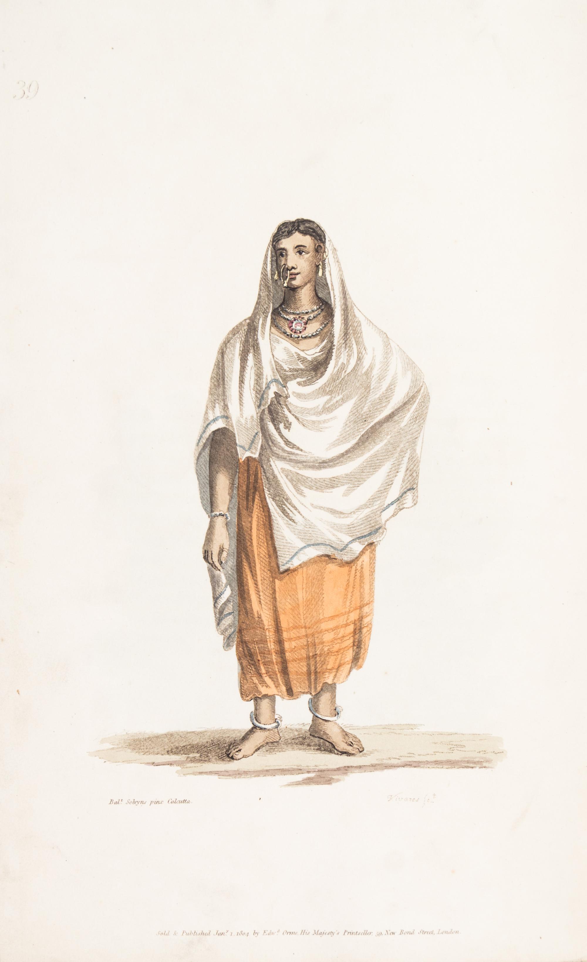 SOLVYNS, FRANS BALTASAR. The Costume of Hindostan. London, 1807. With 60 colored plates.