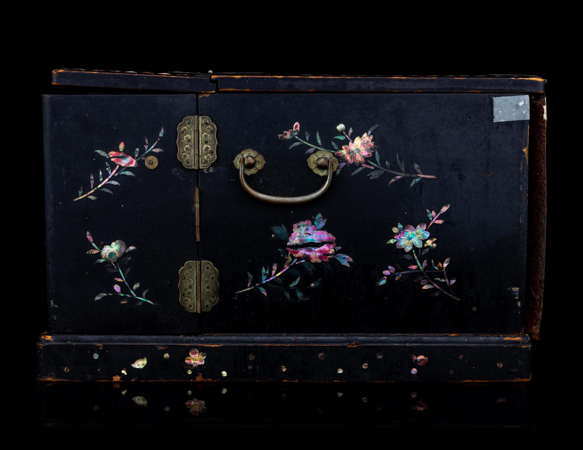 Two Small Chinese Mother-of-Pearl Inlaid Hardwood Chests